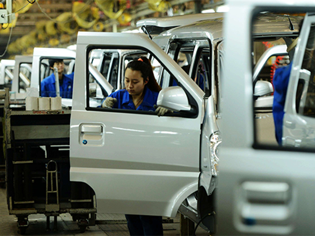 A production line in the Qingdao branch of SAIC-GM-Wuling Automobile: Car sales in the province and the rest of China have grown by a remarkable 18 percent