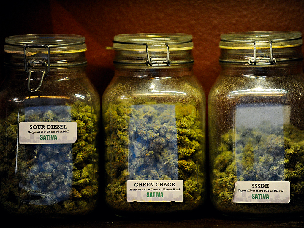 Cannabis on display for recreational use at dispensaries in Colorado