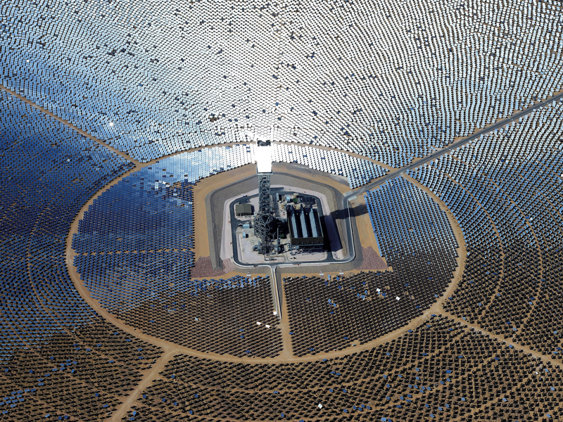 Concentrated solar power works by using a large number of mirrors to reflect and concentrate sunlight onto a central receiver, which then converts it to heat